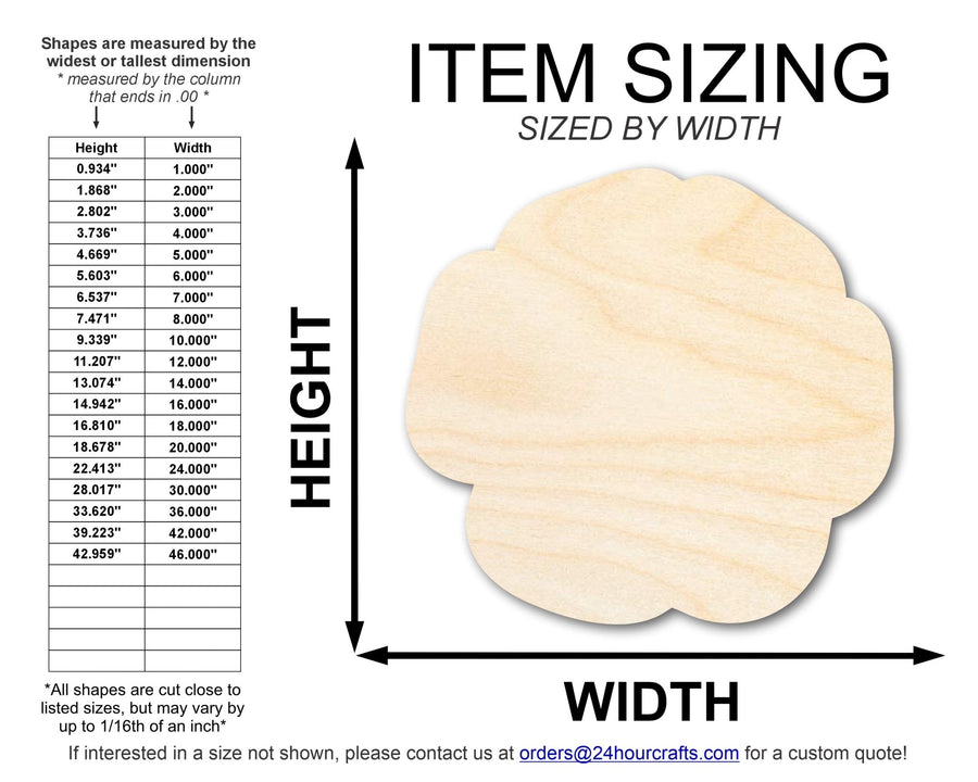 Unfinished Wood Poppy Flower Shape | DIY Craft Cutout | up to 46" DIY - NameSigns.com