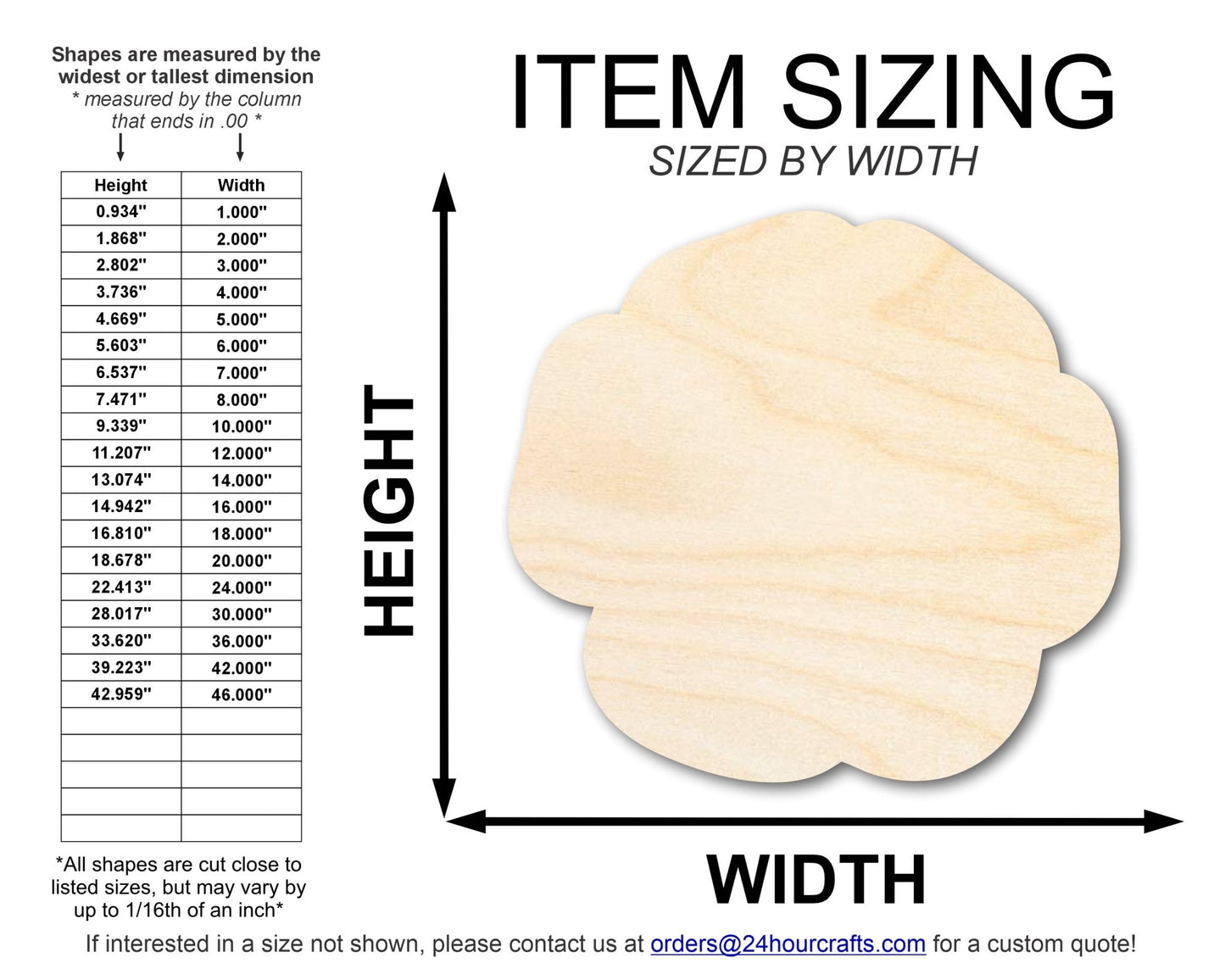 Unfinished Wood Poppy Flower Shape | DIY Craft Cutout | up to 46" DIY - NameSigns.com