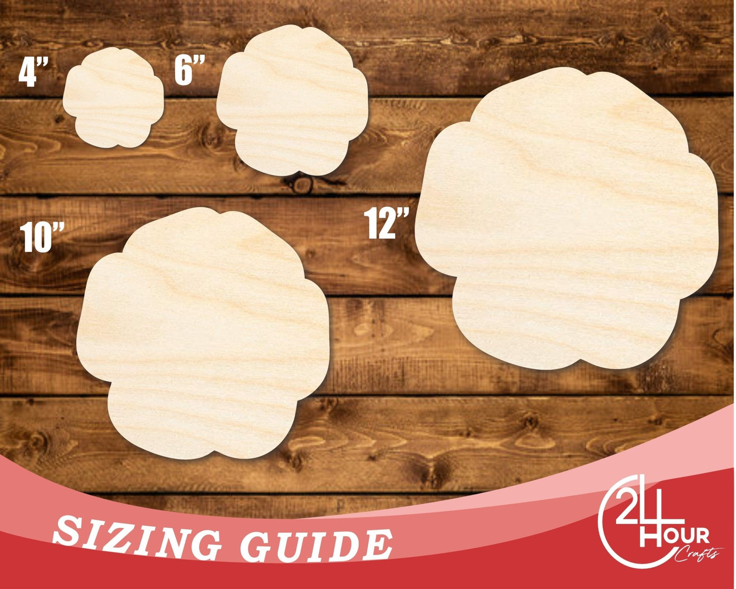 Unfinished Wood Poppy Flower Shape | DIY Craft Cutout | up to 46" DIY - NameSigns.com