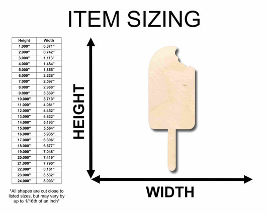 Unfinished Wood Popsicle with Bite Silhouette - Craft - up to 46" DIY - NameSigns.com