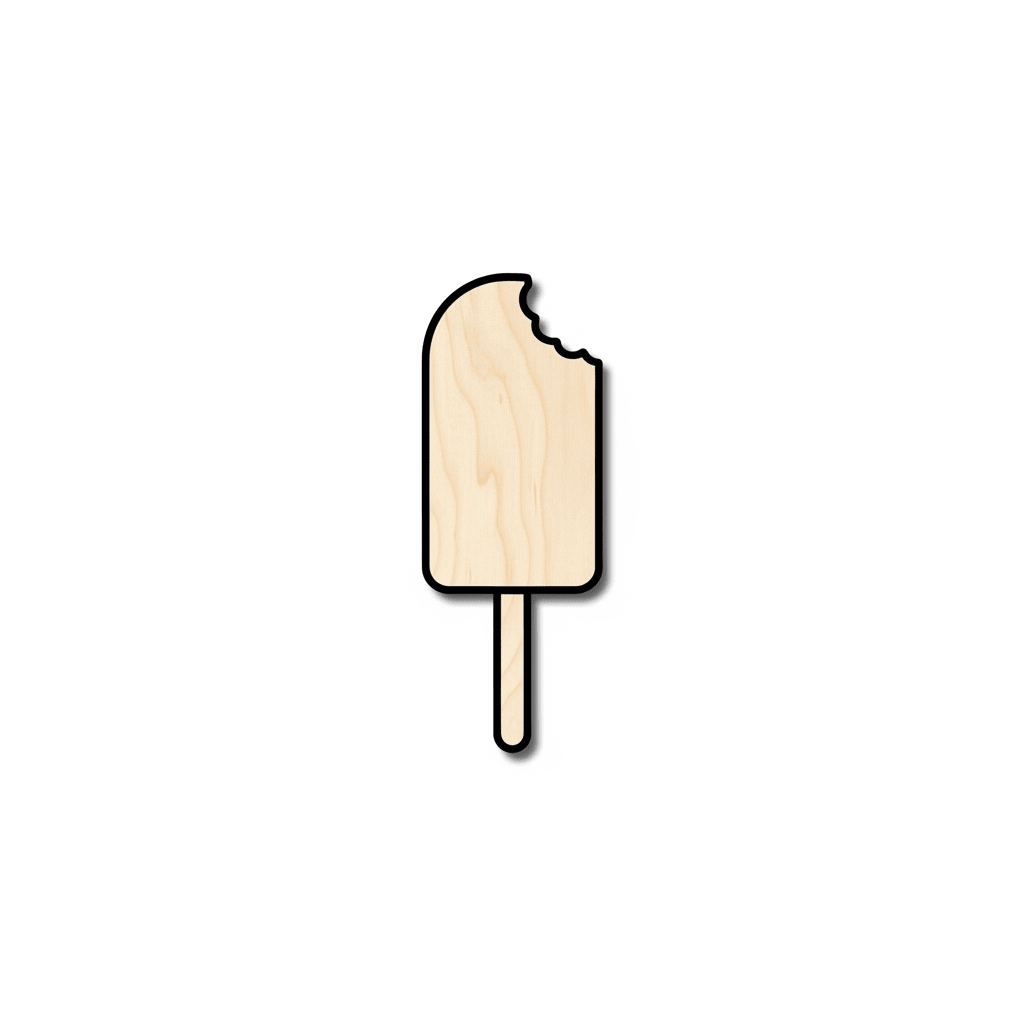 Unfinished Wood Popsicle with Bite Silhouette - Craft - up to 46" DIY - NameSigns.com