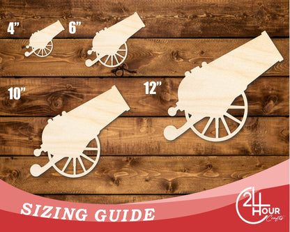 Unfinished Wood Positioned Cannon Shape | DIY Craft Cutout | up to 46" DIY - NameSigns.com
