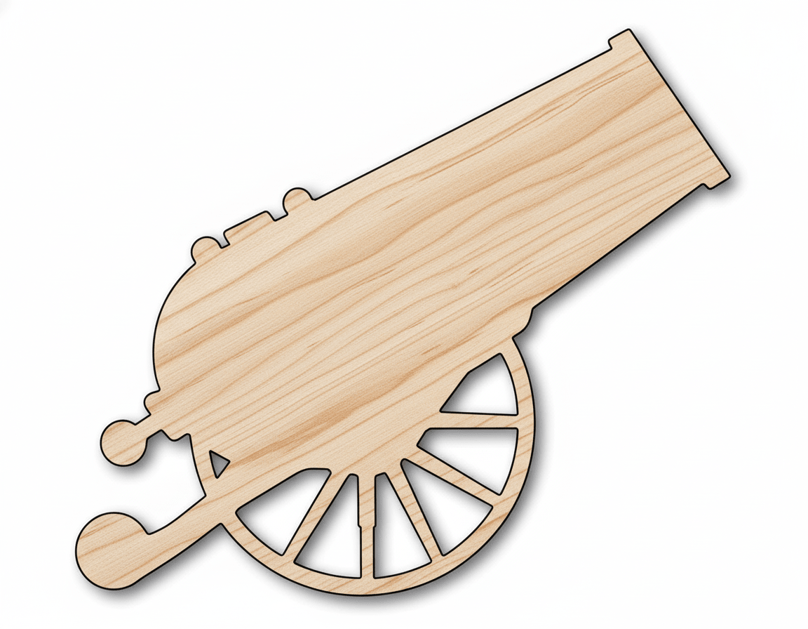 Unfinished Wood Positioned Cannon Shape | DIY Craft Cutout | up to 46" DIY - NameSigns.com