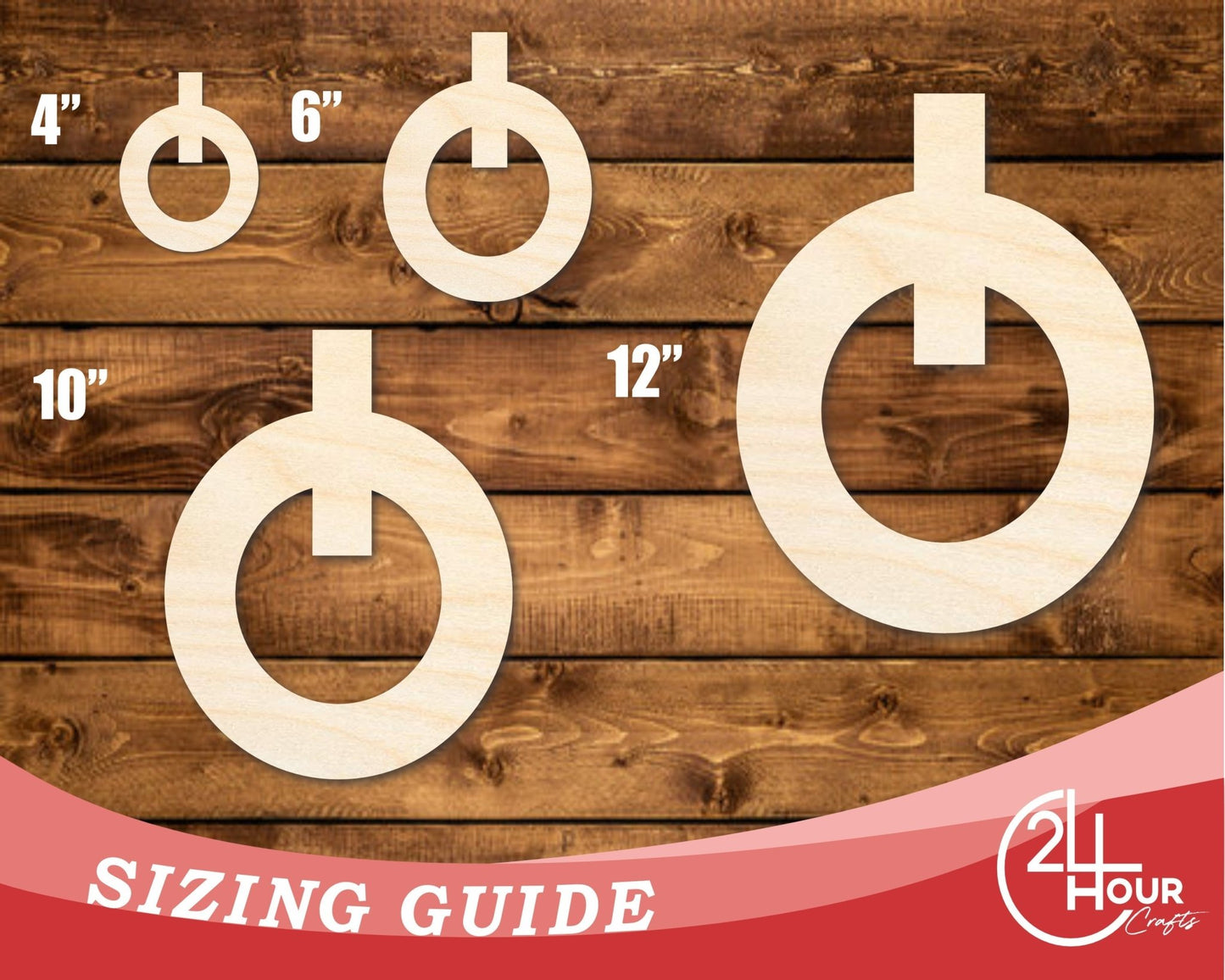Unfinished Wood Power Button Shape | DIY Craft Cutout | up to 46" DIY - NameSigns.com