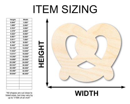 Unfinished Wood Pretzel Shape | Food | Craft Cutout | up to 46" DIY - NameSigns.com