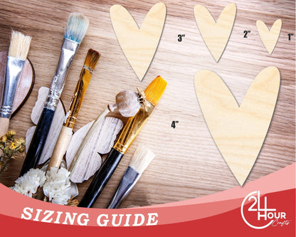 Unfinished Wood Primitive Heart Shape | Valentine's Day | Craft Cutout | Up to 46" - NameSigns.com
