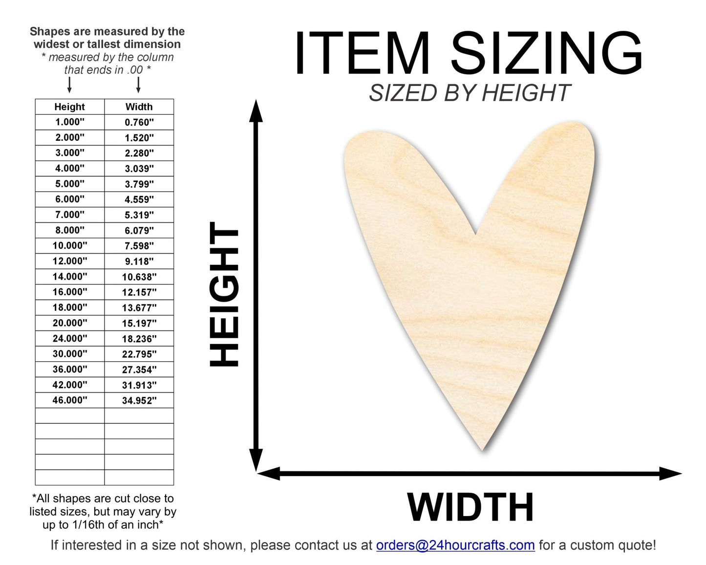Unfinished Wood Primitive Heart Shape | Valentine's Day | Craft Cutout | Up to 46" - NameSigns.com