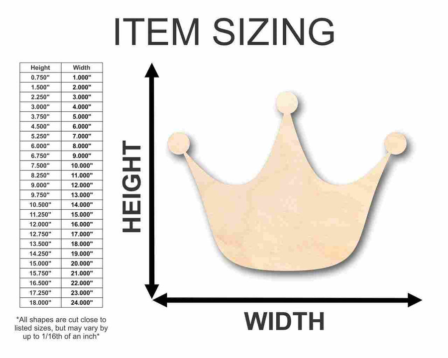 Unfinished Wood Princess Crown Shape - Royalty - Craft - up to 46" DIY - NameSigns.com