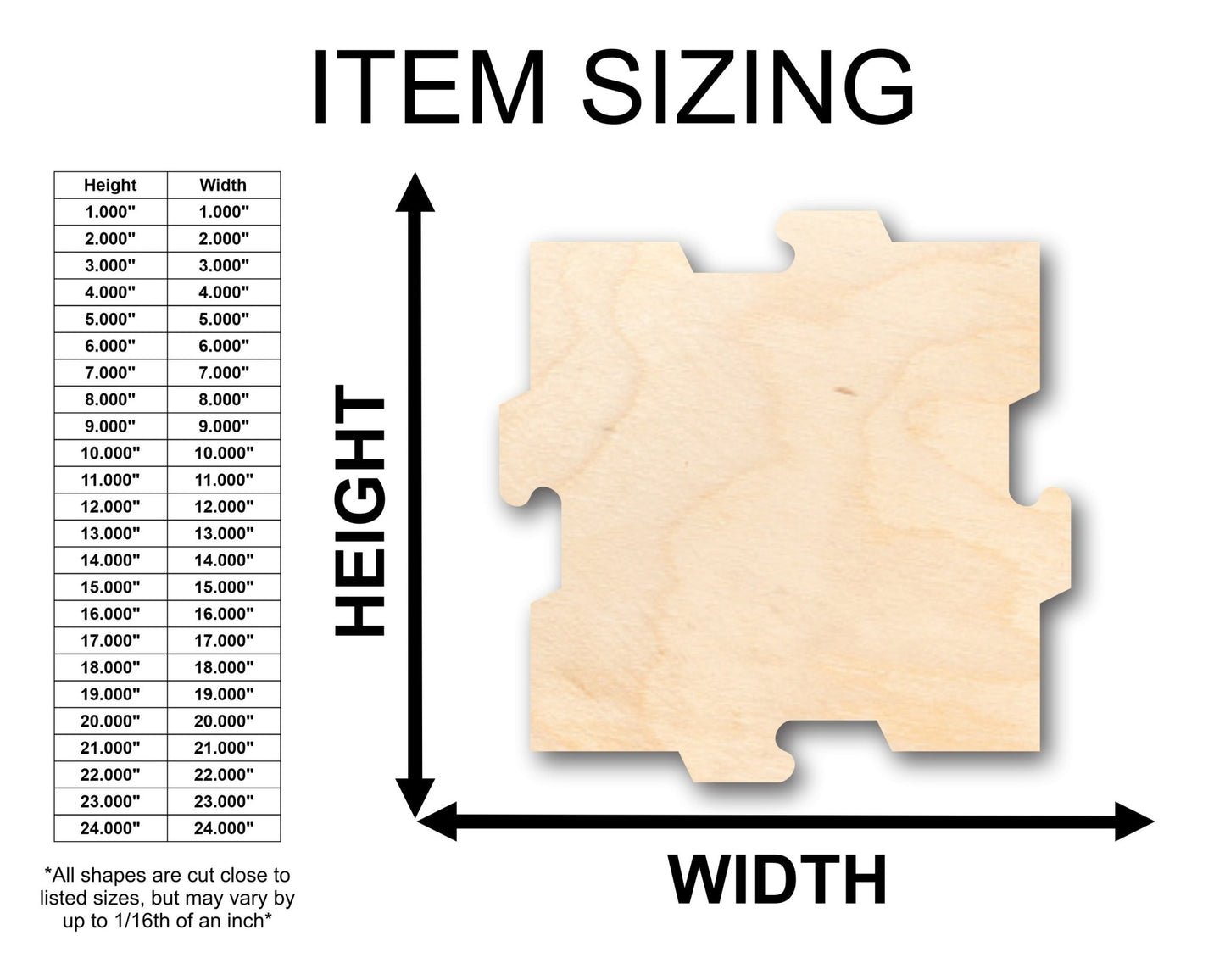 Unfinished Wood Puzzle Piece Interlocking Shape - Craft - up to 46" DIY - NameSigns.com