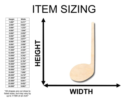 Unfinished Wood Quarter Note Music Art Shape - Craft - up to 46" DIY - NameSigns.com