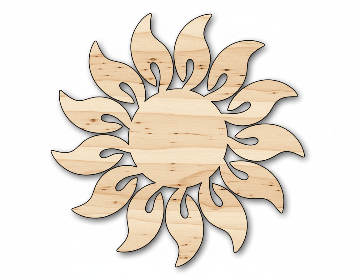 Unfinished Wood Radiant Sun Silhouette | Summer | Celestial | Craft Cutout | up to 46" - NameSigns.com