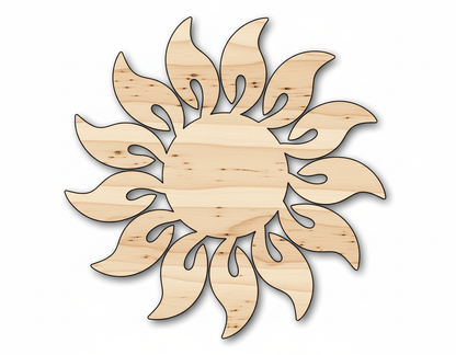 Unfinished Wood Radiant Sun Silhouette | Summer | Celestial | Craft Cutout | up to 46" - NameSigns.com