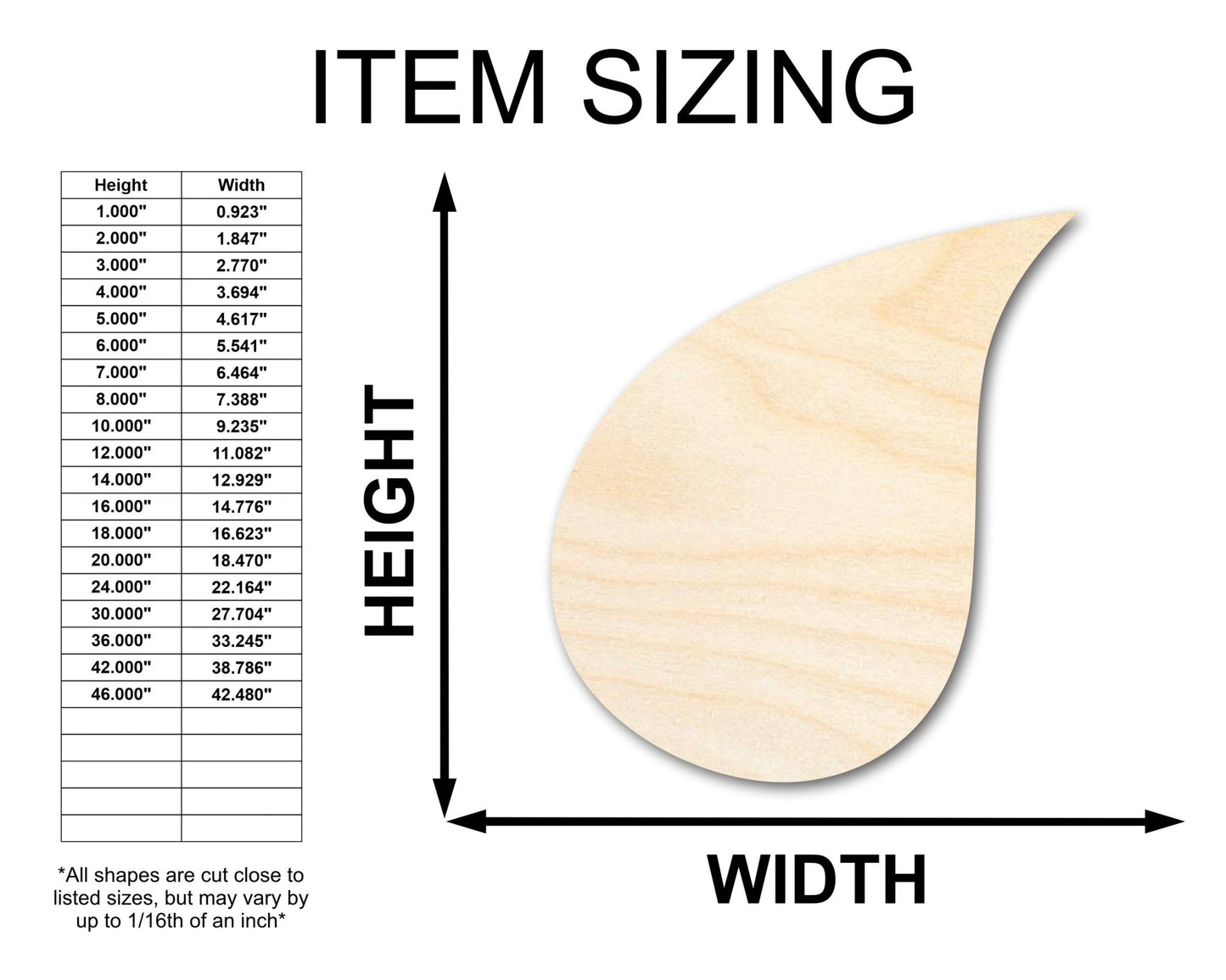 Unfinished Wood Rain Drop Silhouette - Weather Craft - up to 46" DIY - NameSigns.com