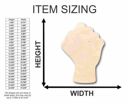 Unfinished Wood Raised Fist Shape - Craft - up to 46" DIY - NameSigns.com