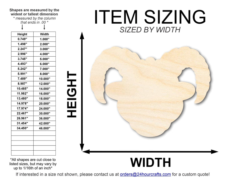 Unfinished Wood Ram Mascot Shape | DIY Craft Cutout | up to 46" DIY - NameSigns.com