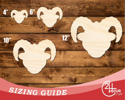 Unfinished Wood Ram Mascot Shape | DIY Craft Cutout | up to 46" DIY - NameSigns.com