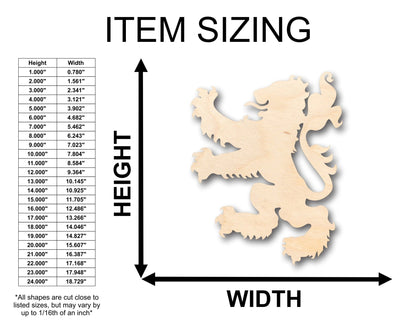 Unfinished Wood Rampant Lion Royal Banner Shape - Craft - up to 46" DIY - NameSigns.com