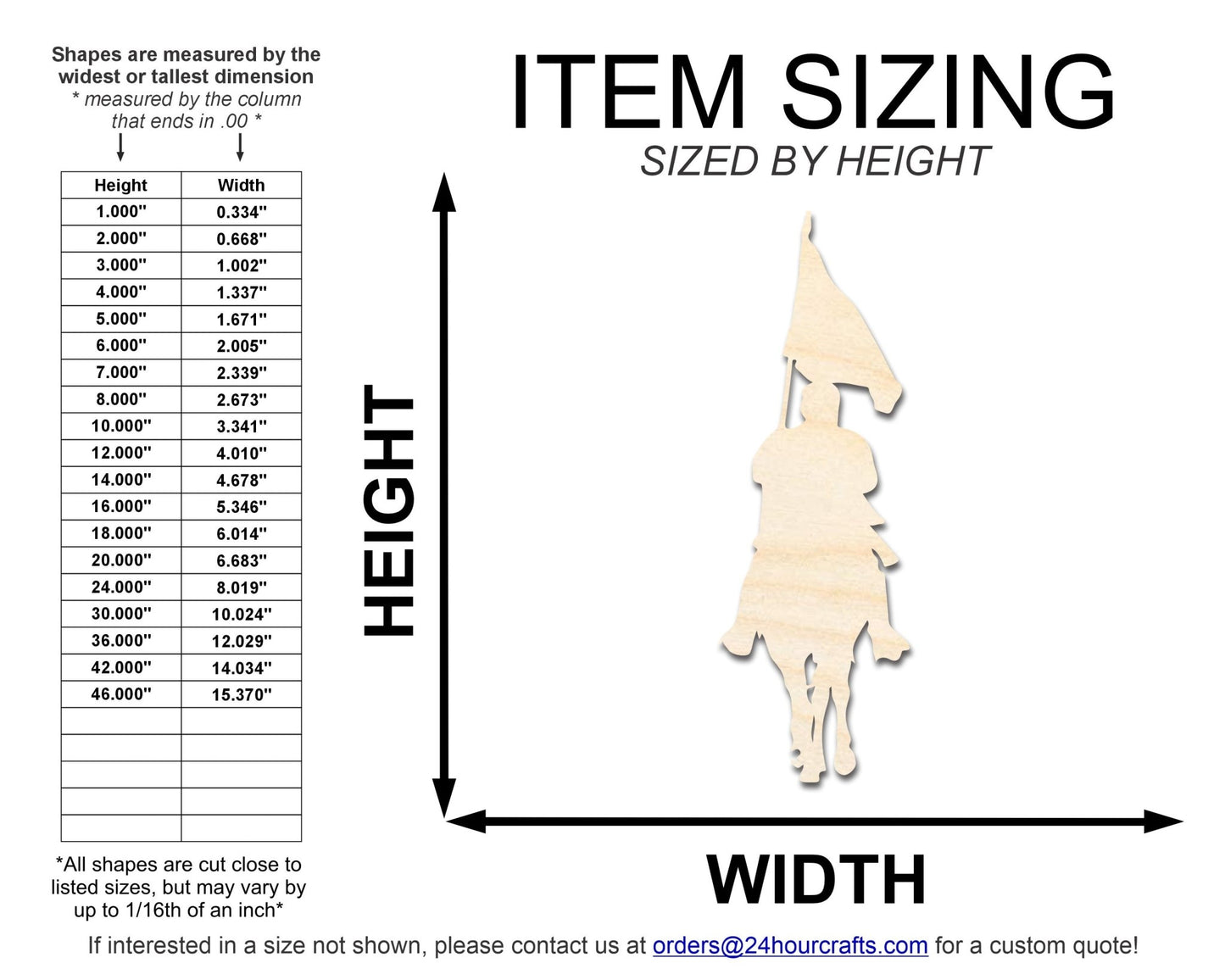 Unfinished Wood Revolutionary Horse Shape | DIY Craft Cutout | up to 46" DIY - NameSigns.com