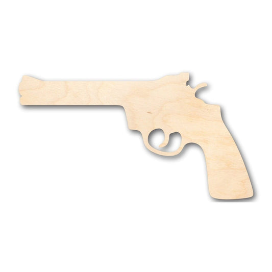 Unfinished Wood Revolver Shape - Gun - Police - Military - Craft - up to 46" DIY - NameSigns.com
