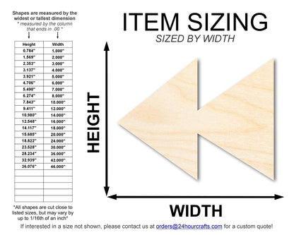 Unfinished Wood Rewind Shape | DIY Craft Cutout | up to 46" DIY - NameSigns.com