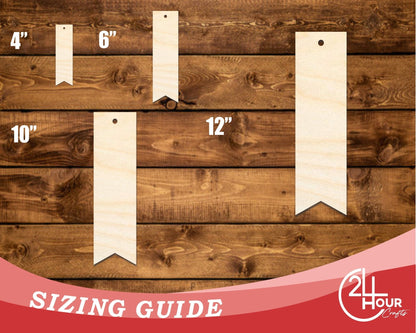 Unfinished Wood Ribbon Point Bookmark Shape | DIY Craft Cutout | up to 12" DIY - NameSigns.com