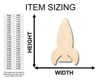 Unfinished Wood Rocket Ship Shape - Craft - up to 46" DIY - NameSigns.com
