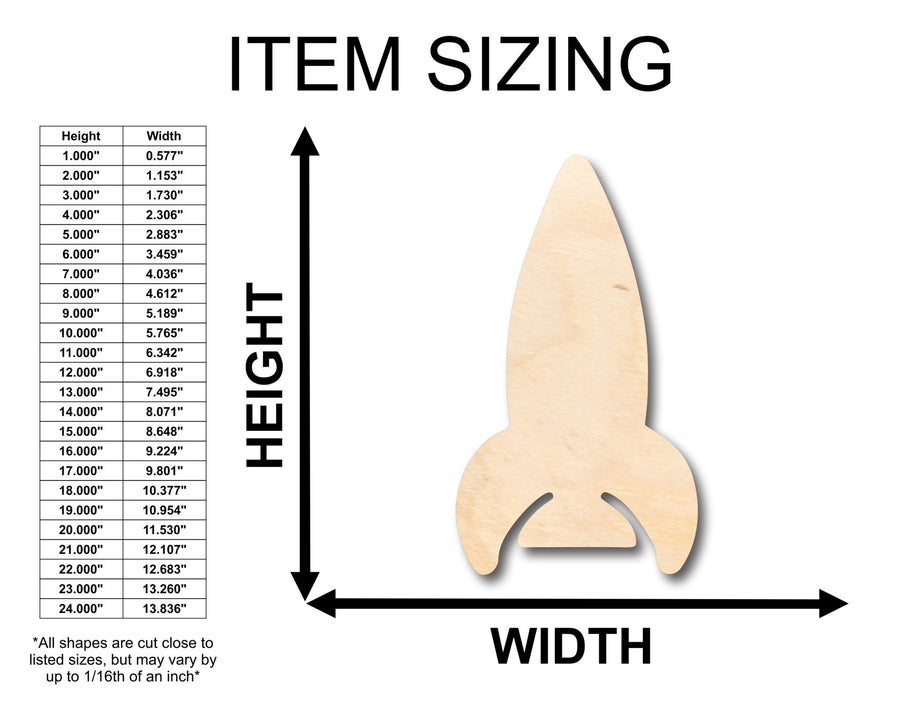Unfinished Wood Rocket Ship Shape - Craft - up to 46" DIY - NameSigns.com