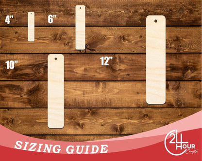 Unfinished Wood Round Rectangle Bookmark Shape | DIY Craft Cutout | up to 12" DIY - NameSigns.com