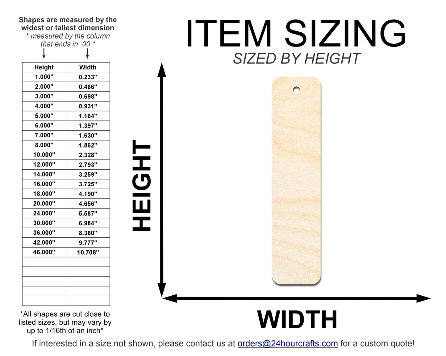 Unfinished Wood Round Rectangle Bookmark Shape | DIY Craft Cutout | up to 12" DIY - NameSigns.com