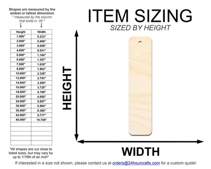 Unfinished Wood Round Rectangle Bookmark Shape | DIY Craft Cutout | up to 12" DIY - NameSigns.com