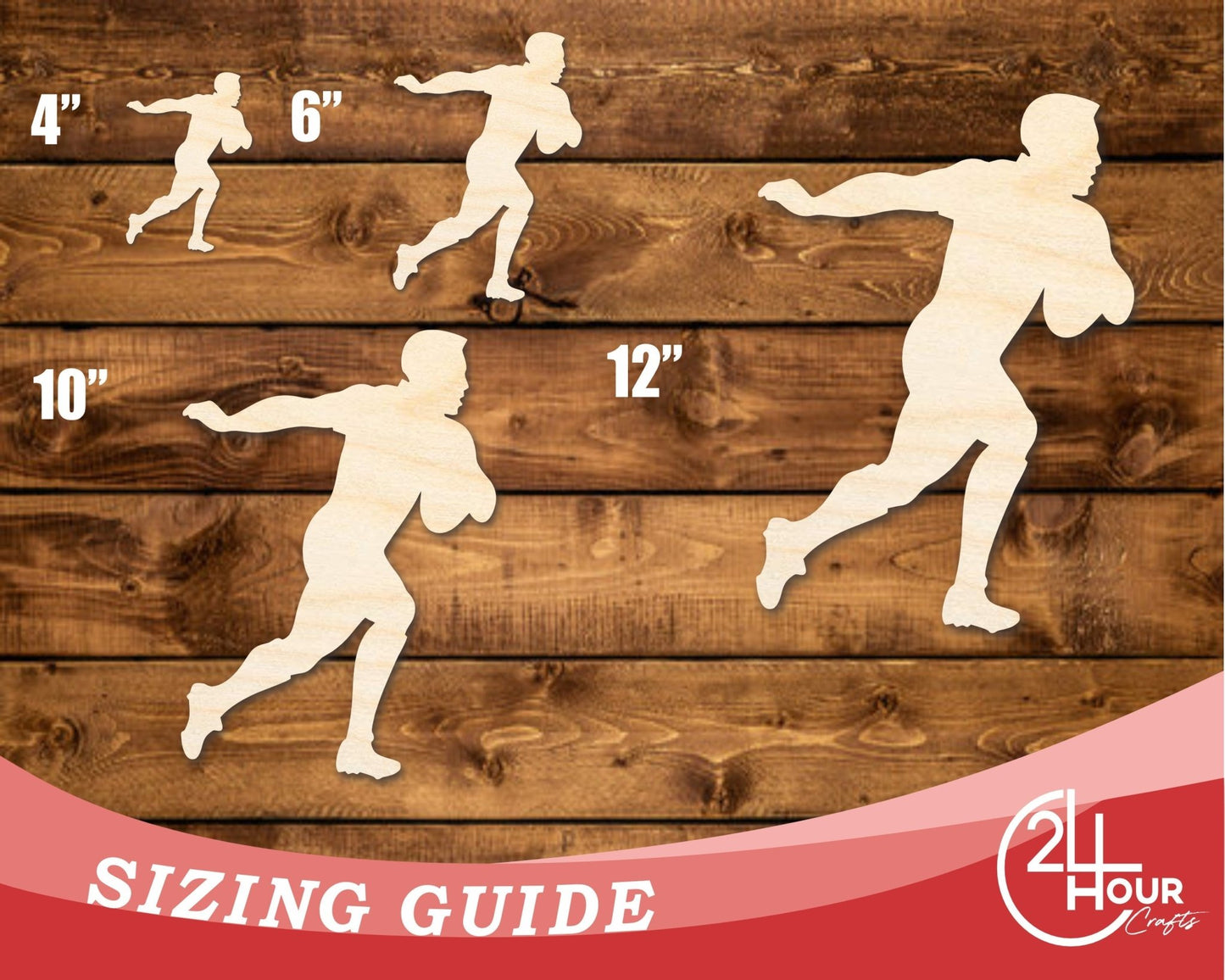 Unfinished Wood Rugby Player Shape | DIY Craft Cutout | up to 46" DIY - NameSigns.com