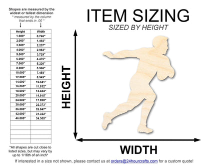 Unfinished Wood Rugby Player Shape | DIY Craft Cutout | up to 46" DIY - NameSigns.com