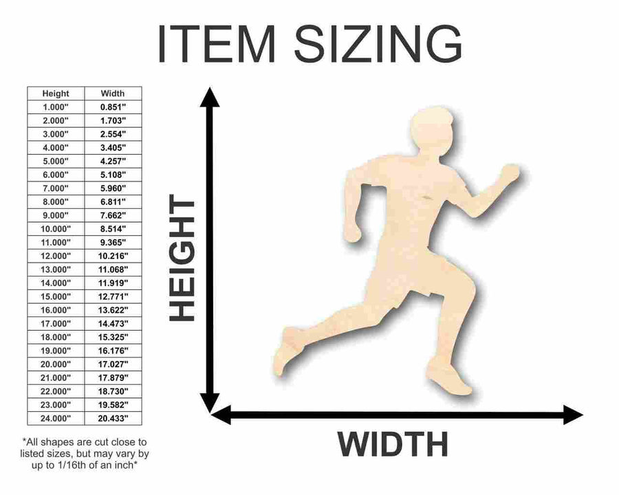 Unfinished Wood Running Boy Shape - Track Cross Country - Sports - Room Decor - up to 46" DIY - NameSigns.com