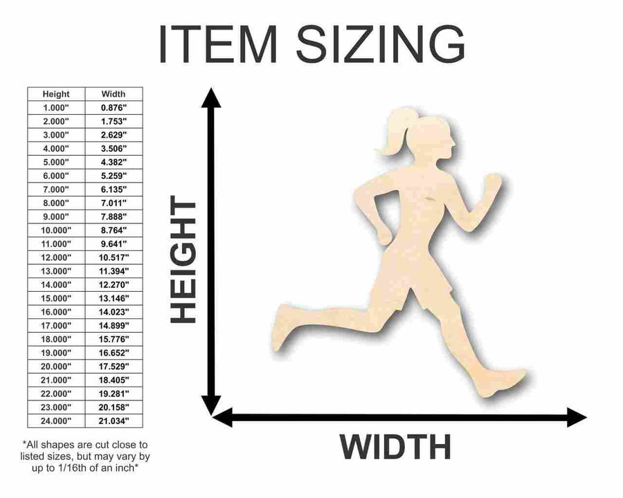 Unfinished Wood Running Girl Shape - Track Cross Country - Sports - Room Decor - up to 46" DIY - NameSigns.com