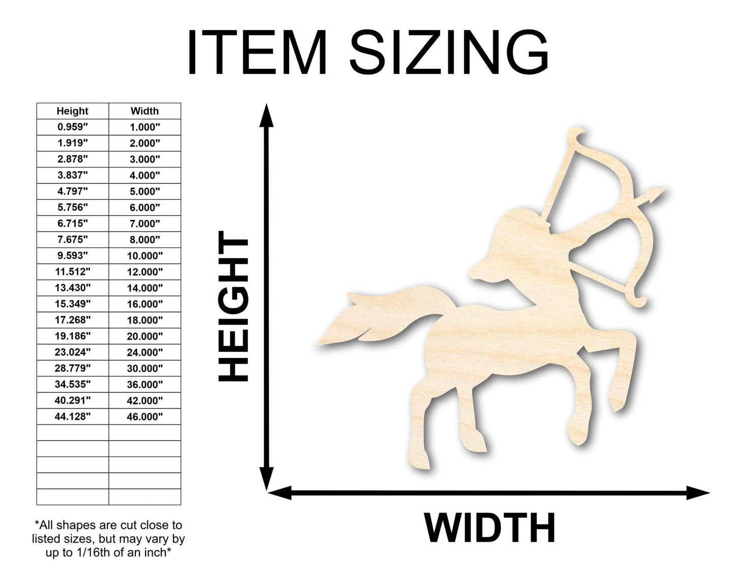 Unfinished Wood Sagittarius Centaur Shape - Zodiac Craft - up to 46" - NameSigns.com