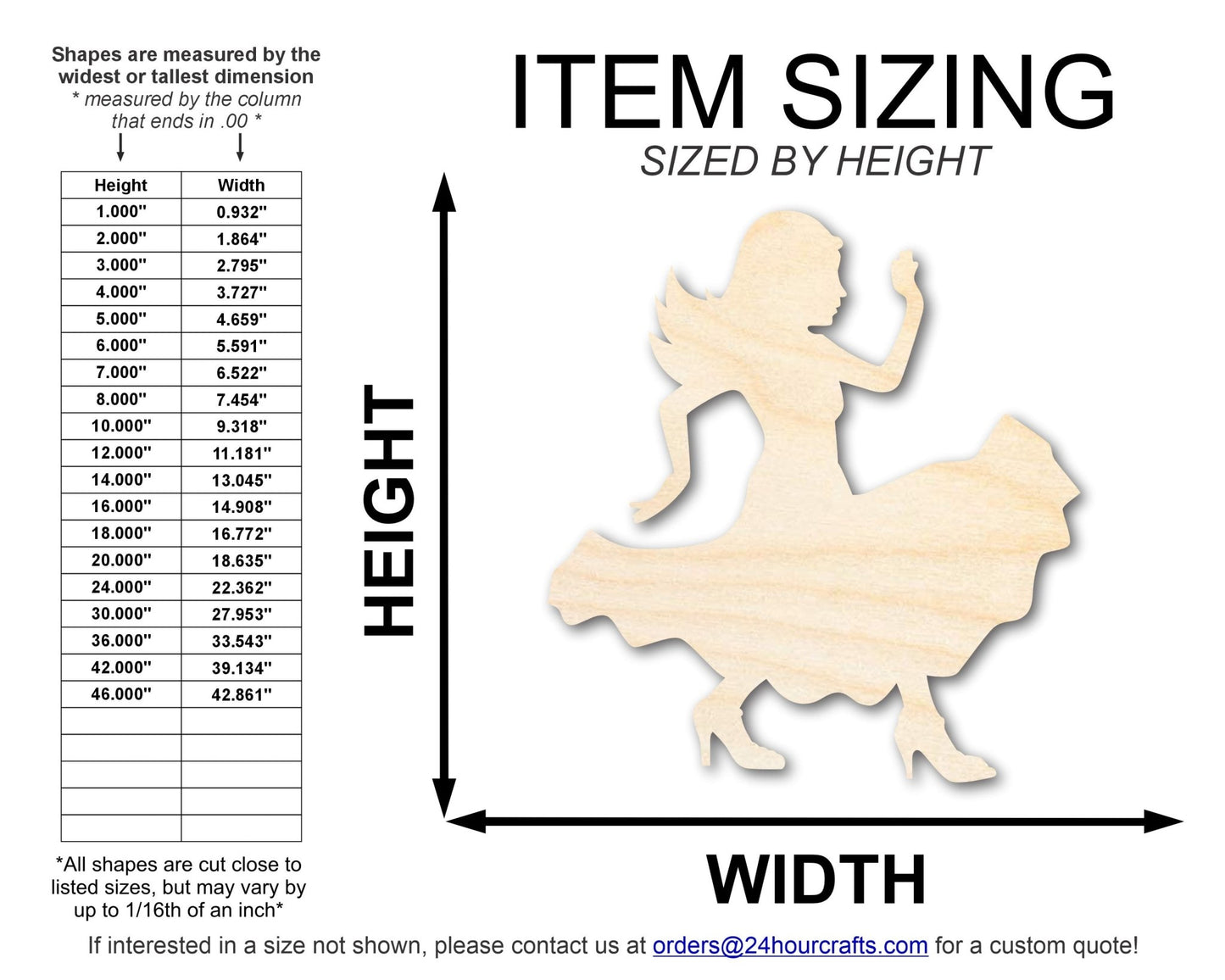 Unfinished Wood Salsa Dancer Shape | DIY Craft Cutout | up to 46" DIY - NameSigns.com