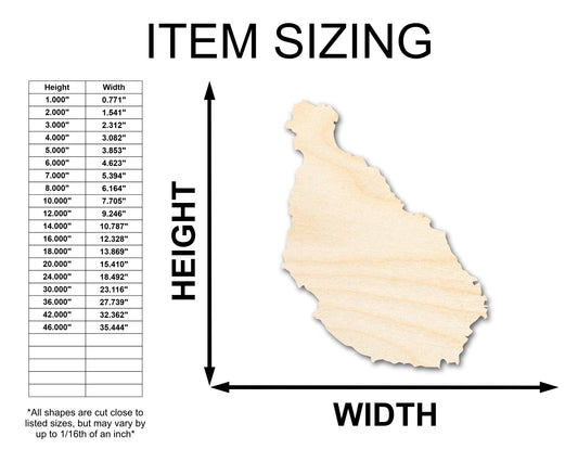 Unfinished Wood Santiago Island Shape - Cabo Verde Craft - up to 46" DIY - NameSigns.com