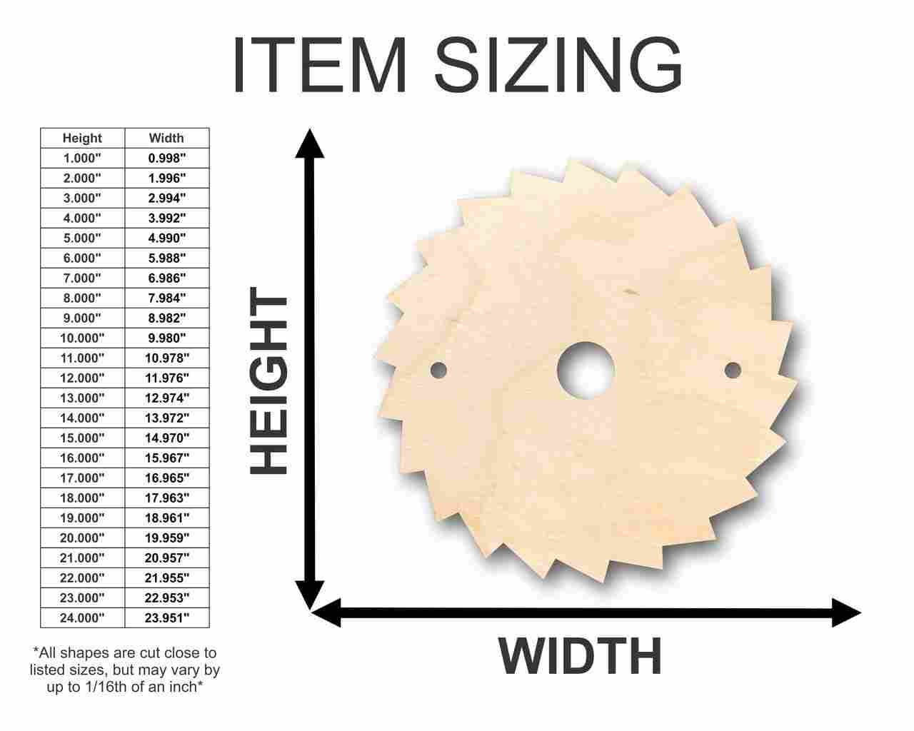 Unfinished Wood Saw Blade Shape - Construction - Tool - Craft - up to 46" DIY - NameSigns.com