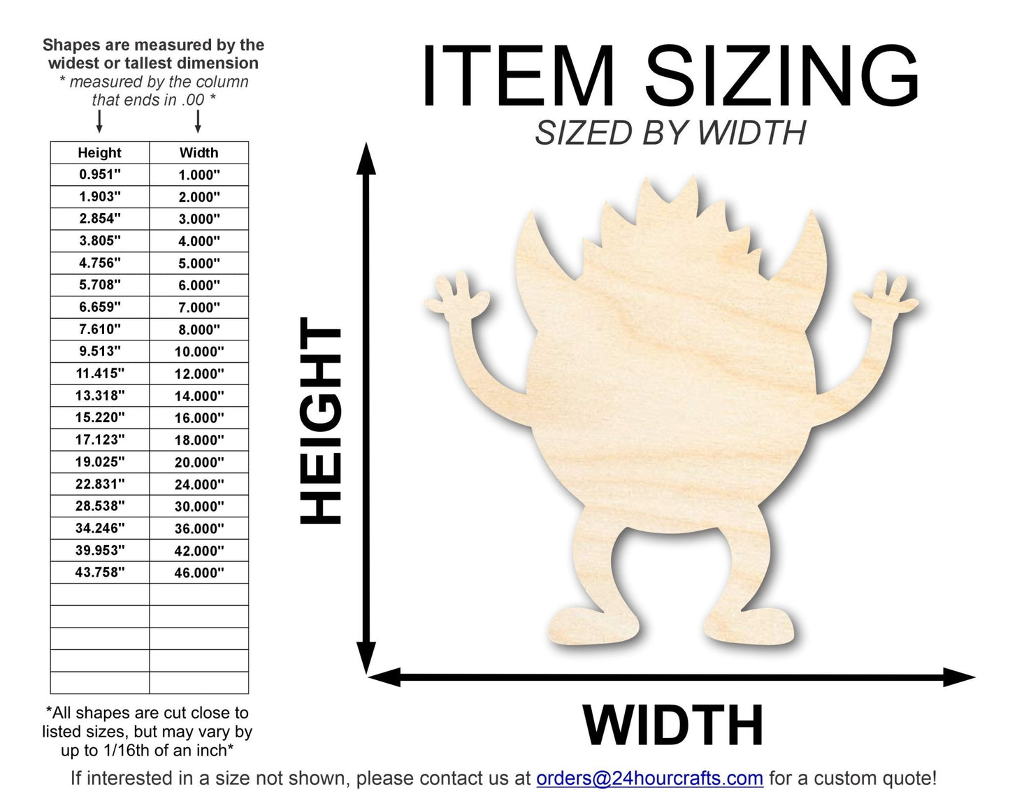 Unfinished Wood Scary Monster Shape | DIY Craft Cutout | up to 46" DIY - NameSigns.com