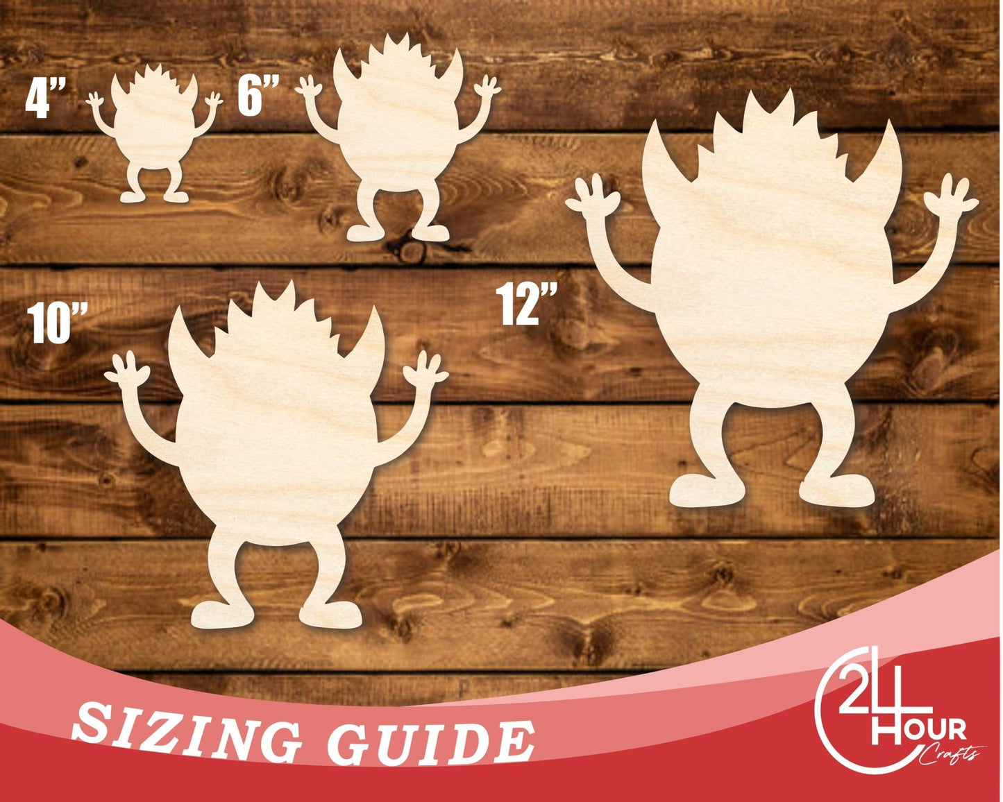 Unfinished Wood Scary Monster Shape | DIY Craft Cutout | up to 46" DIY - NameSigns.com