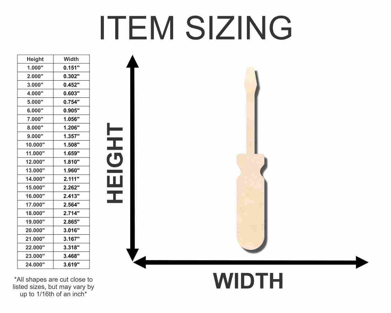 Unfinished Wood Screwdriver Shape - Tool - Craft - up to 46" DIY - NameSigns.com
