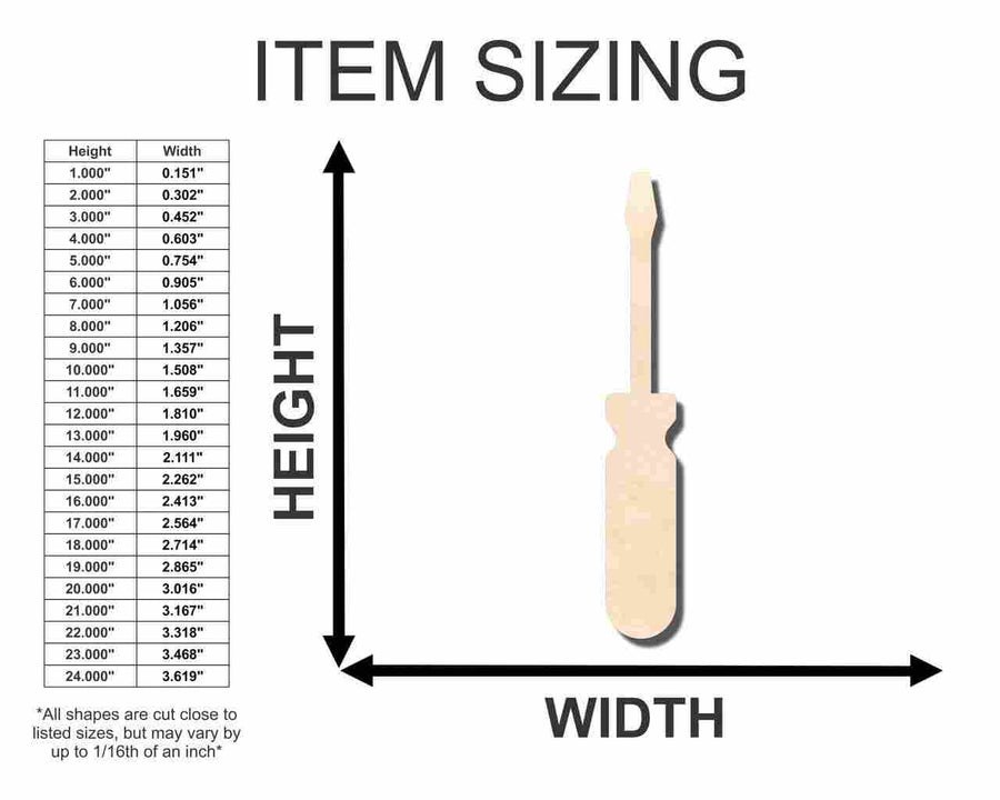 Unfinished Wood Screwdriver Shape - Tool - Craft - up to 46" DIY - NameSigns.com