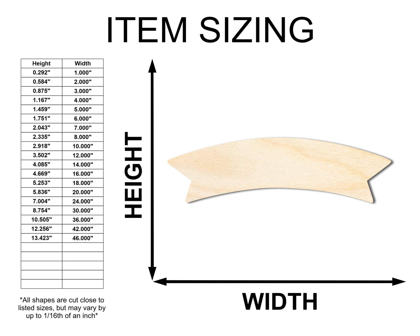 Unfinished Wood Scroll Banner Silhouette - Craft - up to 46" DIY - NameSigns.com