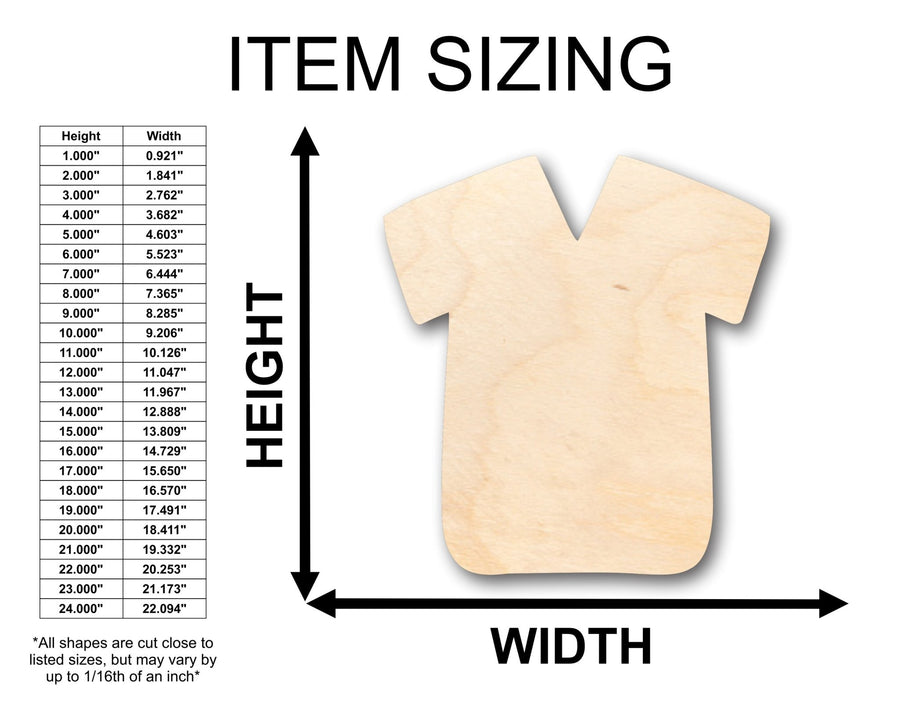 Unfinished Wood Scrub Shirt Shape - Craft - up to 46" DIY - NameSigns.com