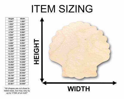 Unfinished Wood Sea Shell Clam Silhouette - Craft - up to 46" DIY - NameSigns.com