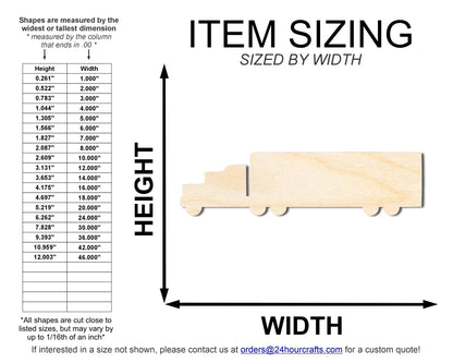 Unfinished Wood Semi Truck Shape | DIY Craft Cutout | up to 46" DIY - NameSigns.com