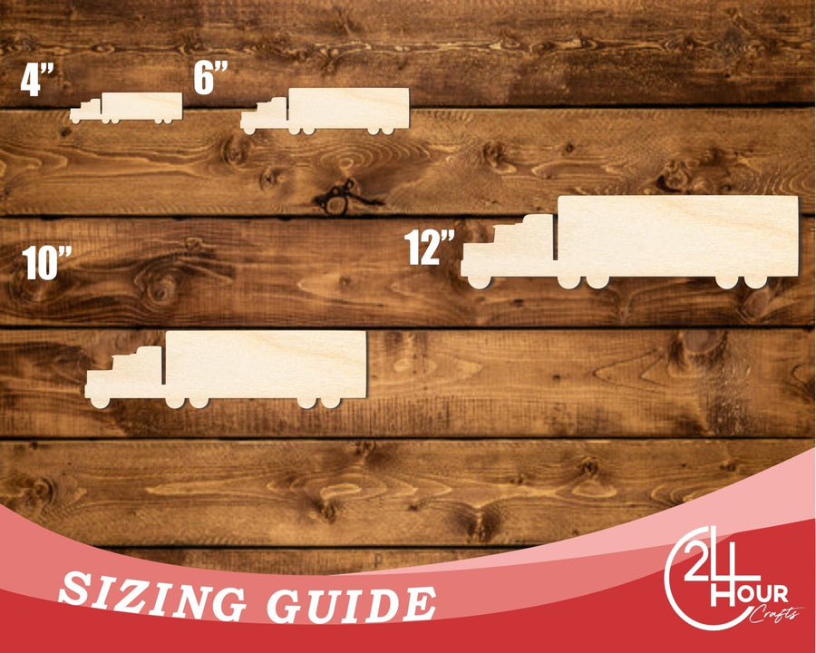 Unfinished Wood Semi Truck Shape | DIY Craft Cutout | up to 46" DIY - NameSigns.com
