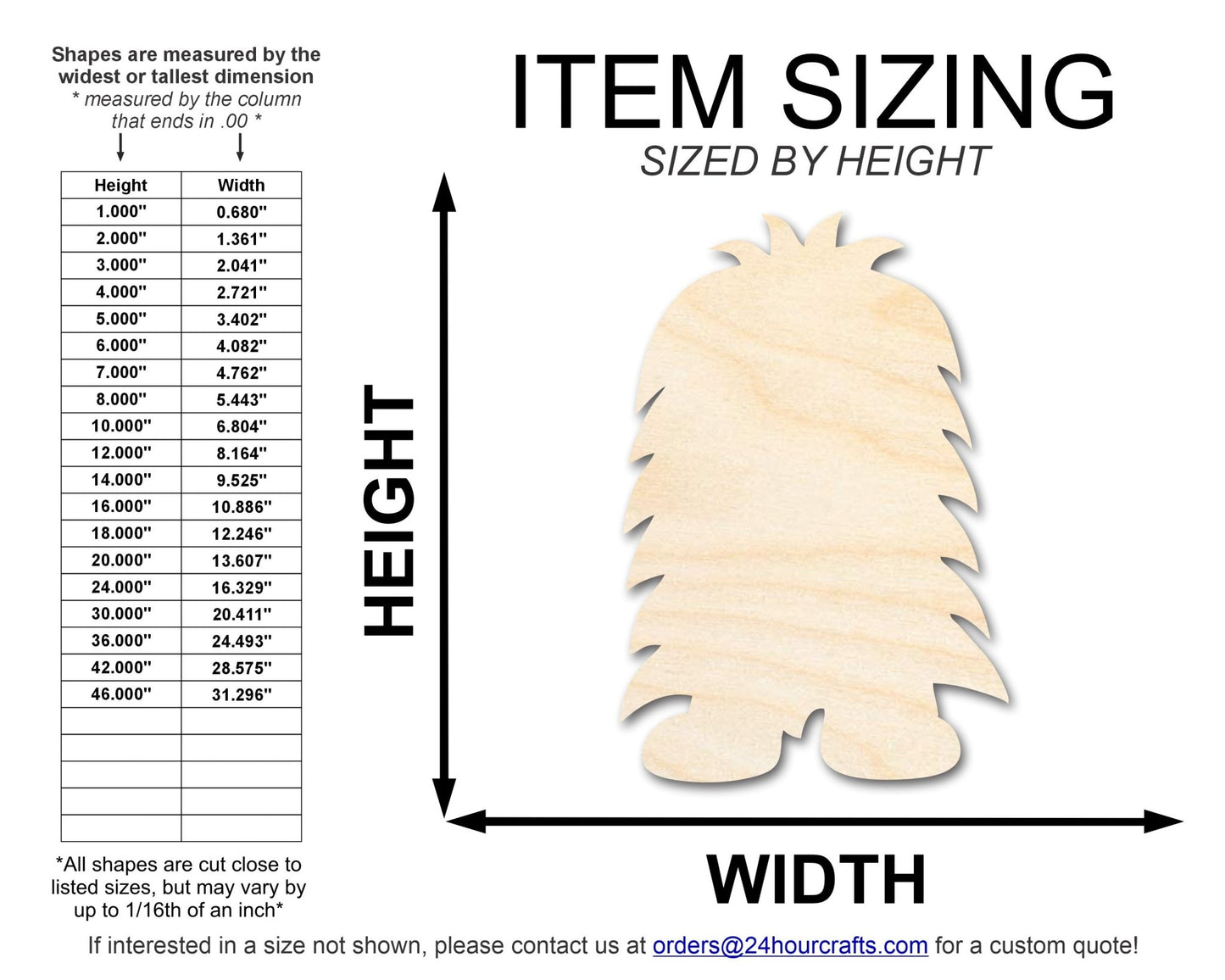 Unfinished Wood Shaggy Monster Shape | DIY Craft Cutout | up to 46" DIY - NameSigns.com
