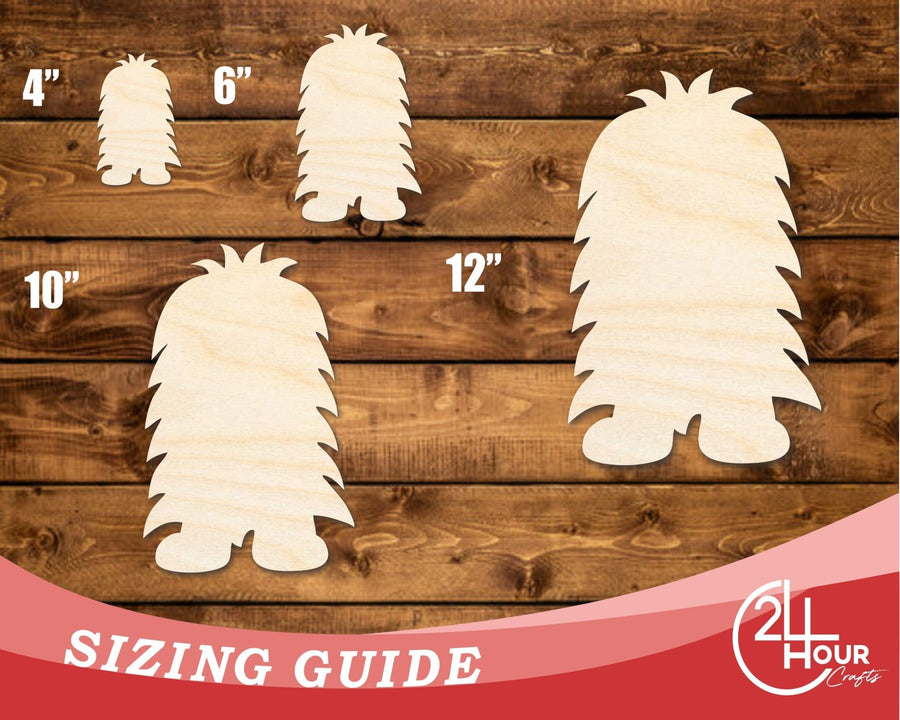 Unfinished Wood Shaggy Monster Shape | DIY Craft Cutout | up to 46" DIY - NameSigns.com
