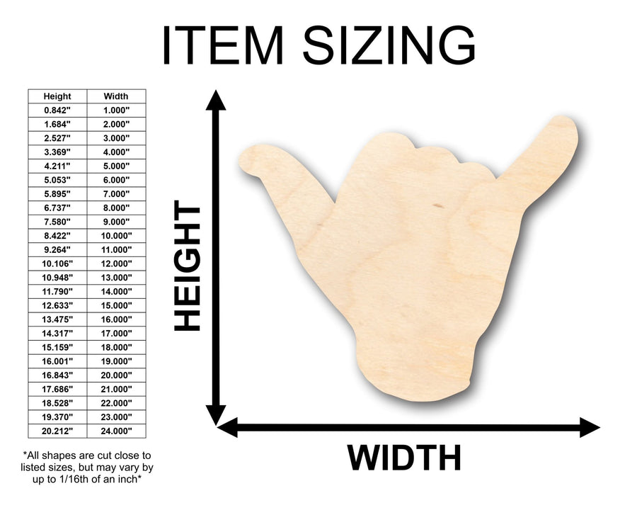 Unfinished Wood Shaka Shape - Craft - up to 46" DIY - NameSigns.com
